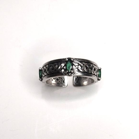 Celtic Emerald Ring Adjustable Silver Plated St Patrick's Christmas Irish Gift! - Picture 6 of 6